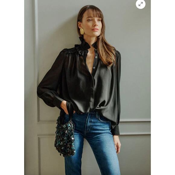 Tuckernuck Tops - Tuckernuck  Black Sheer Elana Blouse Sz M